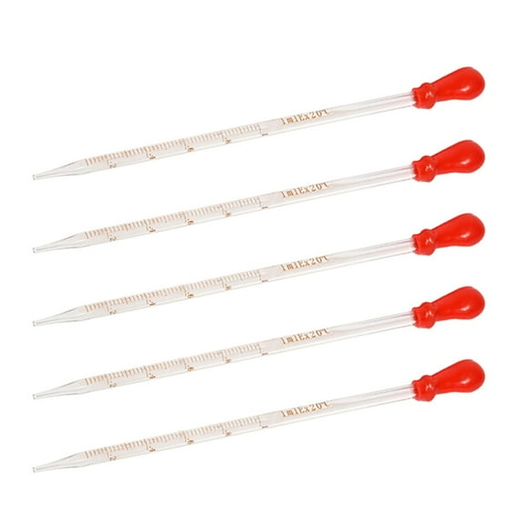Ciwanning 5 Pcs Liquid Pipettes Glass Scale Graduated Pipette Transparent Glass Liquid Droppers, 0.5ml, 1ml, 2ml, 3ml, 5ml, 10ml