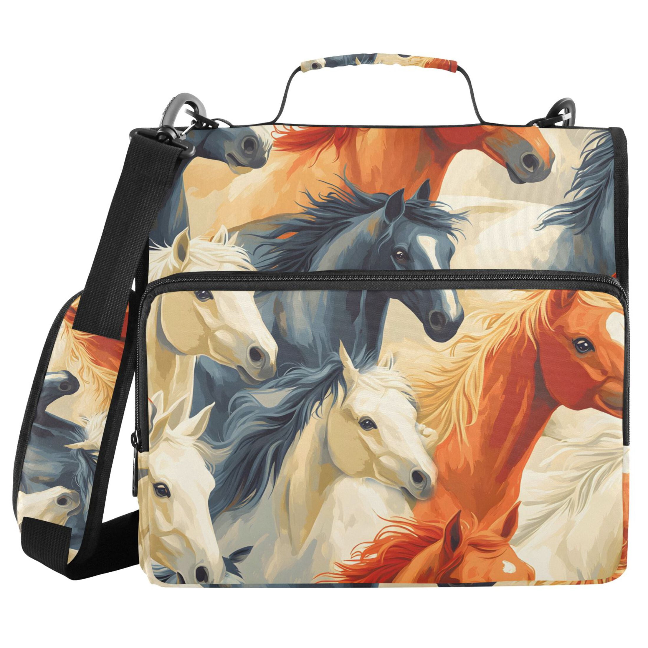 ALAZA Zipper Binder Horses 3 Ring Trapper Keeper File Folder Organizer Bag