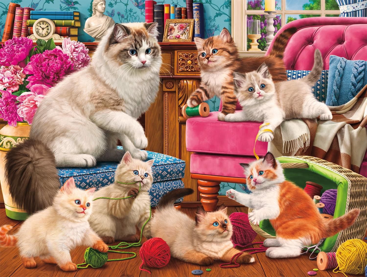 Buffalo Games Le puzzle Cats Series Sewing Kittens en 750 pièces