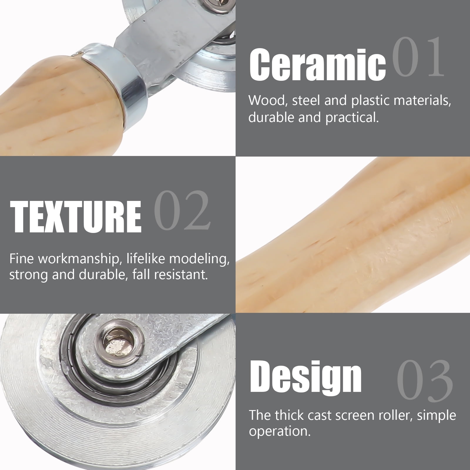 1Pc Wooden Handle And Steel Wheels Rolling Tool For Double Window