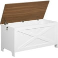 thumbnail image 4 of Coffre de Rangement Robuste Banc de Rangement d'Entrée avec Charnières Banc à Chaussures Rétro Meuble Aspect Bois pour Salon Chambre et Noyer, 4 of 5