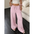 thumbnail image 5 of 2pcs Wide Leg Pants for Women Flowy Palazzo Drawstring Elastic Waist Trousers with Pockets Summer Beach Vacation Clothes, 5 of 6