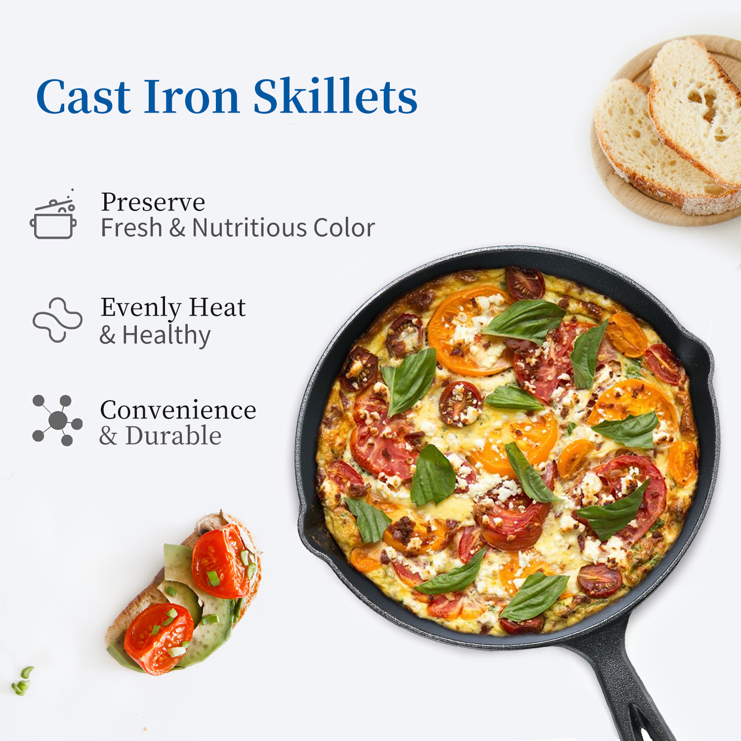 TINANA 10-Inch Pre-Seasoned Cast Iron Skillet photo 3