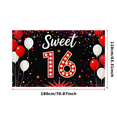 thumbnail image 2 of Sweet 16 Birthday Banner with Balloons Glitter and Sparkles Backdrop Party Decorations for Birthday Party Celebrations Photography Props Party Supplies, 2 of 6