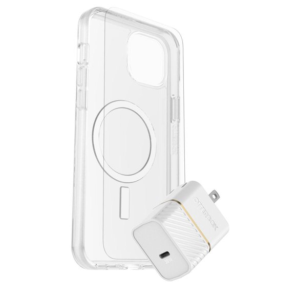 Otterbox Protection+Power Kit (Symmetry Clear Magsafe w/ Glass + Wall Charger 30W White) iPhone 15 Plus