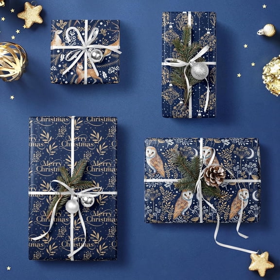 Gift Wrapping Paper Roll 58" x 23", Printed Gift Wrap, Easy Cut & Fold, Durable Paper for Birthday, Holiday, Party and DIY Crafts,4 Rolls
