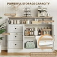 thumbnail image 4 of Juiluna 47" Farmhouse Sideboard Buffet Cabinet with Storage, Antique White Storage Cabinet with 2 Barn Doors and 3 Drawers, Coffee Bar Station Table with Built-in Power Outlet for Kitchen, Livingroom, 4 of 9