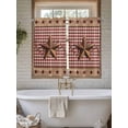 thumbnail image 4 of Vintage Texas Star Brown 2 Panel Kitchen Curtains for Windows, Red Plaid Berry Farmhouse Bathroom Privacy Curtain, Home Décor Window Treatment for Bedroom/Living Room 55"x45", 4 of 6