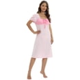 thumbnail image 4 of FNNMNNR Women‘s Nightgown Short Sleeve Nightdress Color Block Sleep Shirt Summer Square Neck Nightshirt, 4 of 6