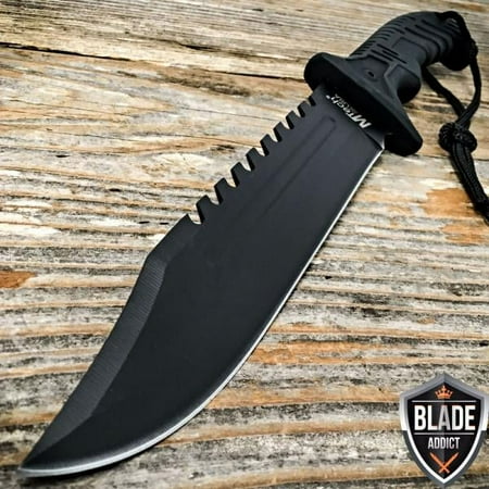 13 BLACK SURVIVAL Rambo Hunting FIXED BLADE KNIFE Camping Outdoor Bowie w/ SHEATH