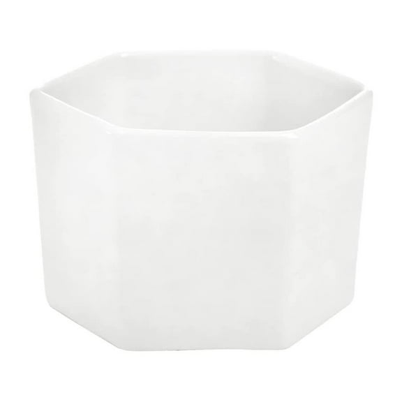 QYXQPYO Clearance White Ceramic Hexagon Succulent Pots with Trays, Mini Modern Planters for Cactus and Small Plants, Set of Small Decorative Flower Pots for Desktop, Windowsill and Gift Giving, White