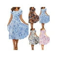 thumbnail image 2 of MYLookk Women Short Sleeve Casual Floral Print Swing Midi Dress Sundress, 2 of 5