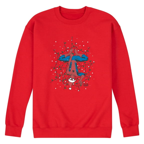 Marvel - Holiday Lights Spider Man - Men's Long Sleeve Crew Fleece Sweatshirt
