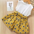 thumbnail image 3 of EnJoCho Cute Crop Top Outfit Toddler Kids Baby Girls Sleeveless Cartoon Bow Tee T-shirt Tops + Floral Shorts 2PCS Outfits Clothes Set Little Girl Summer Trendy Clothing Set 4-5 Years, 3 of 9