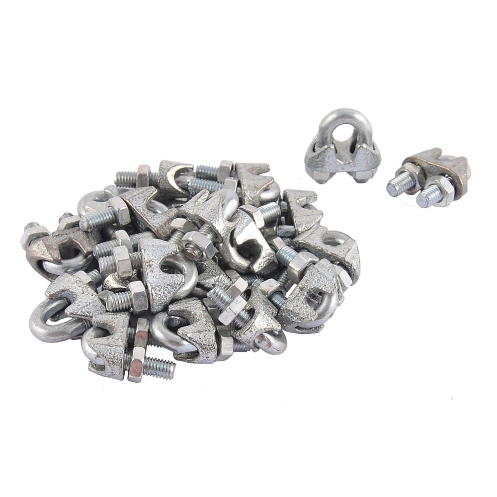 M5 5mm 3/16" Metal Wire Rope Saddle Cable Clamps Clips 20PCS Silver