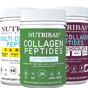 NUTRIBAS Multi Collagen Peptides Powder Variety Pack with Multivitamins | Hair Skin Nails, Joints, Pre & Post-workout | Unflavored Vanilla & Chocolate | 50 Servings