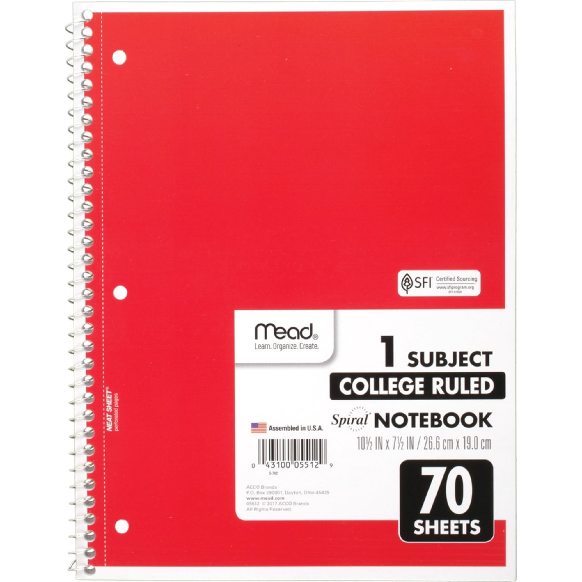 Mead, MEA05512BD, One-subject Spiral Notebook, 12 / Bundle