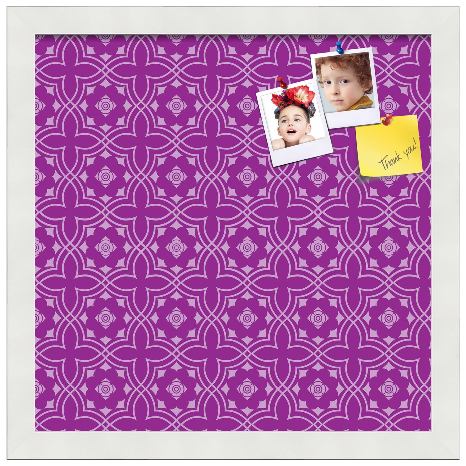 PinPix ArtToFrames 12x12 Custom Cork Bulletin Board    Poster Board Has a Fabric Style Canvas Finish, Framed in Satin White Frame (PinPix-595)