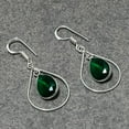 thumbnail image 2 of Chrome Diopside Pear Shape Drop Dangle Gemstone Handmade Jewelry Earrings 1.70", 2 of 3