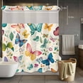 thumbnail image 5 of Spring No Hooks Shower Curtain with Snap-in Liner Gradient Red Yellow Blue Butterfly Watercolor Farmhouse Shower Curtains for Bathroom, Waterproof, Easy Install, Washable 72"x78", 5 of 9