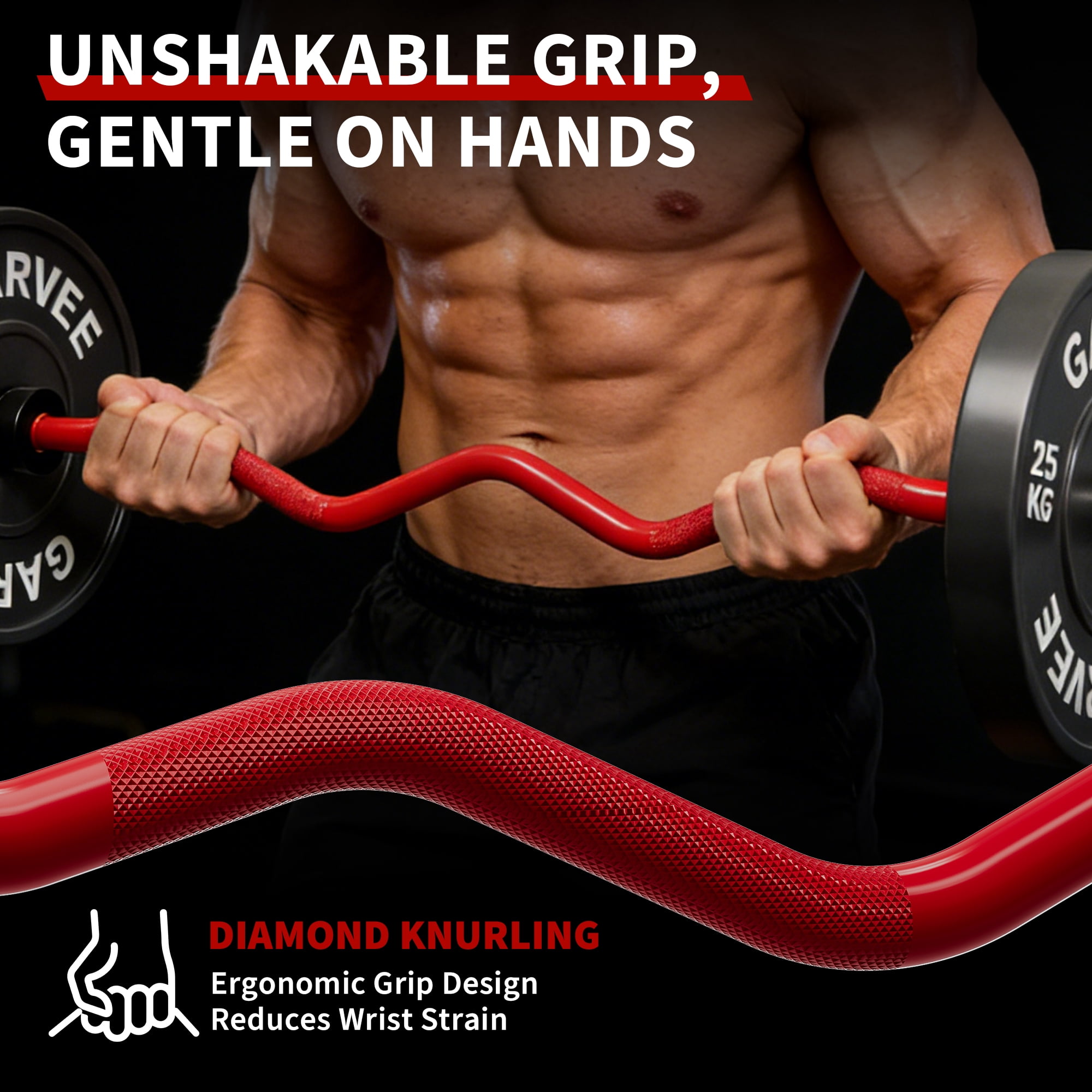 ! EZ Curl Barbell Bar 47" – Professional Curl Bar for Biceps, Triceps, Squat & Hip Thrusts, 700lb Weight Capacity, Fit 2-Inch Plates – Home Gym Strength Training Bar