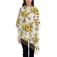 thumbnail image 4 of Cauagu Bird Sunflowers Print Women Wrap Shawl tassels Scarves Retro Scarf 77.6"X28.3", 4 of 8