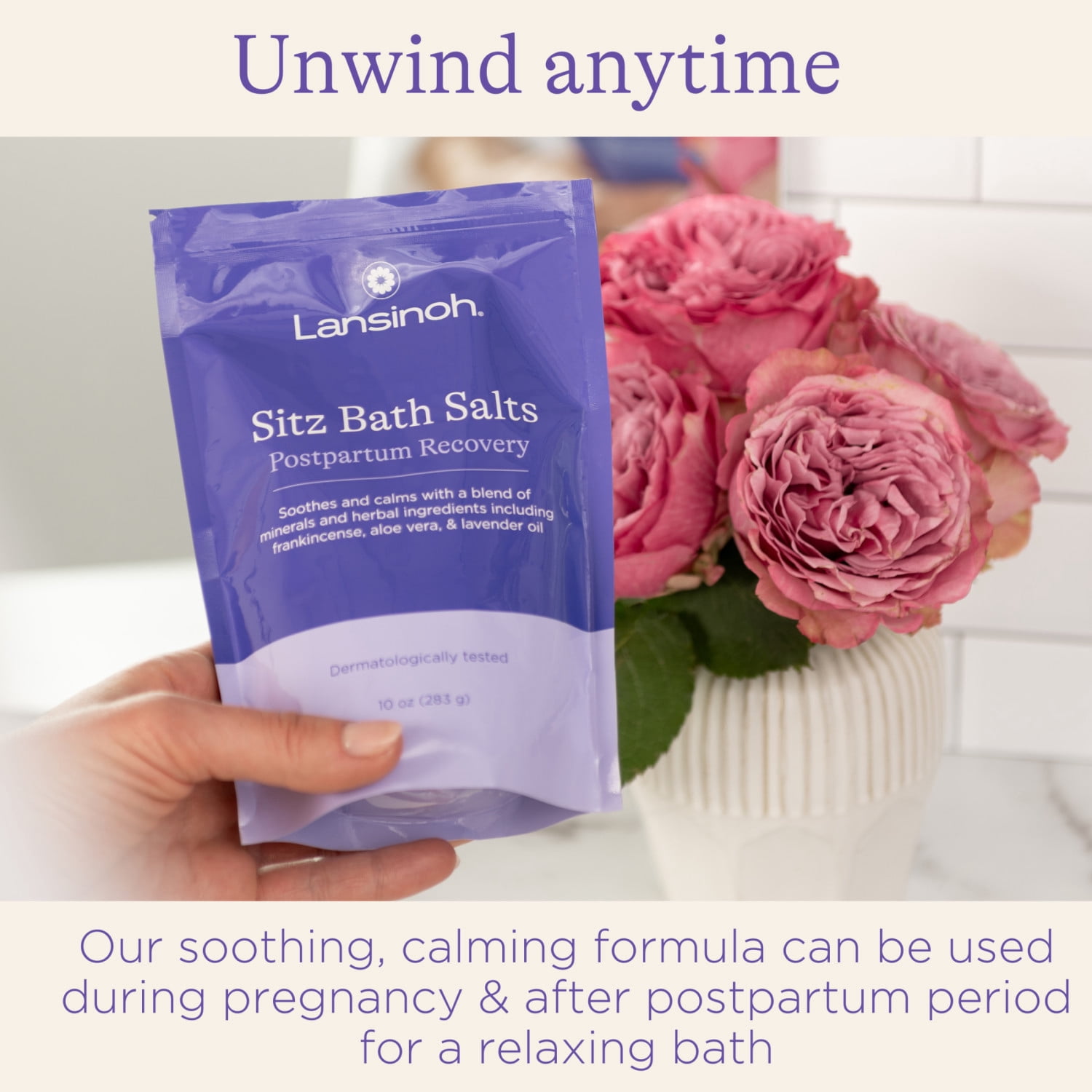 Lansinoh Sitz Bath Salts Postpartum Essentials, with Soothing and Calming Ingredients 10oz