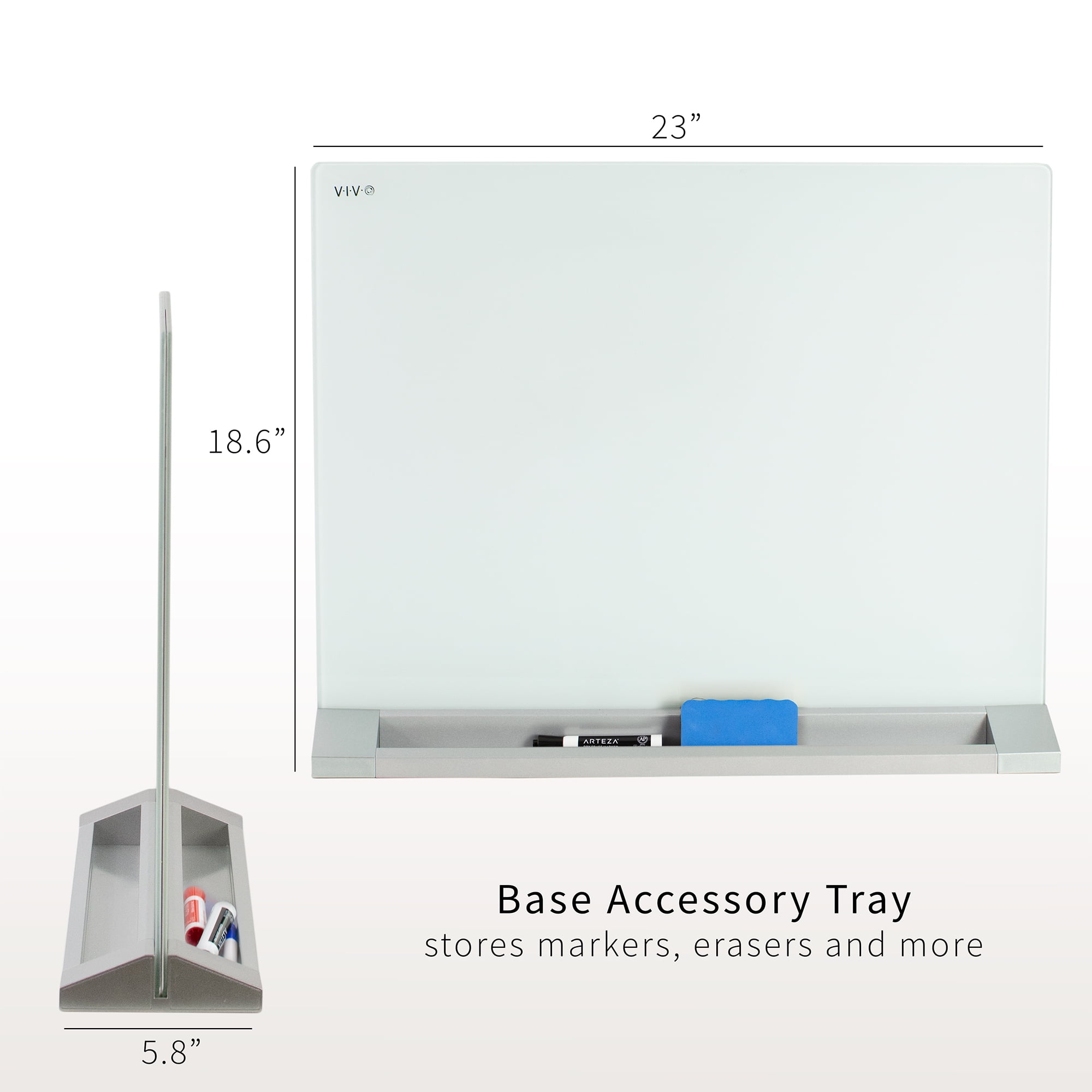 VIVO Glass Dry Erase Board Desktop Divider | 23" x 19" Whiteboard Partition