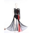 thumbnail image 5 of inlzdz Women's Color Block Lyrical Dance Dress Mesh Maxi Dresses Modern Contemporary Dancewear Black&Red L, 5 of 7