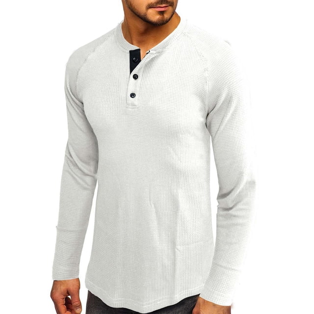 Dpityserensio T-shirt Ample à Manches Longues pour Homme Col Rond T-shirt Uni
