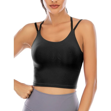 SAYFUT Women's Sports Bra With Removable Padded, Push Up Sports Bra Tube Bra Tops Fitness Workout Running Shirts Yoga Bras Camisole Crop