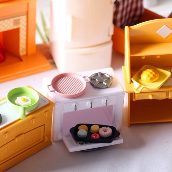 Hytrove Mini House Accessory 4Set Mini Baking Steak Plate Alloy Square Mini Bakeware Dishes for Children