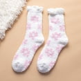 thumbnail image 4 of Women Fluffy Socks Winter Flower Pattern Crew Socks Heart-shaped Slipper Socks, 4 of 10