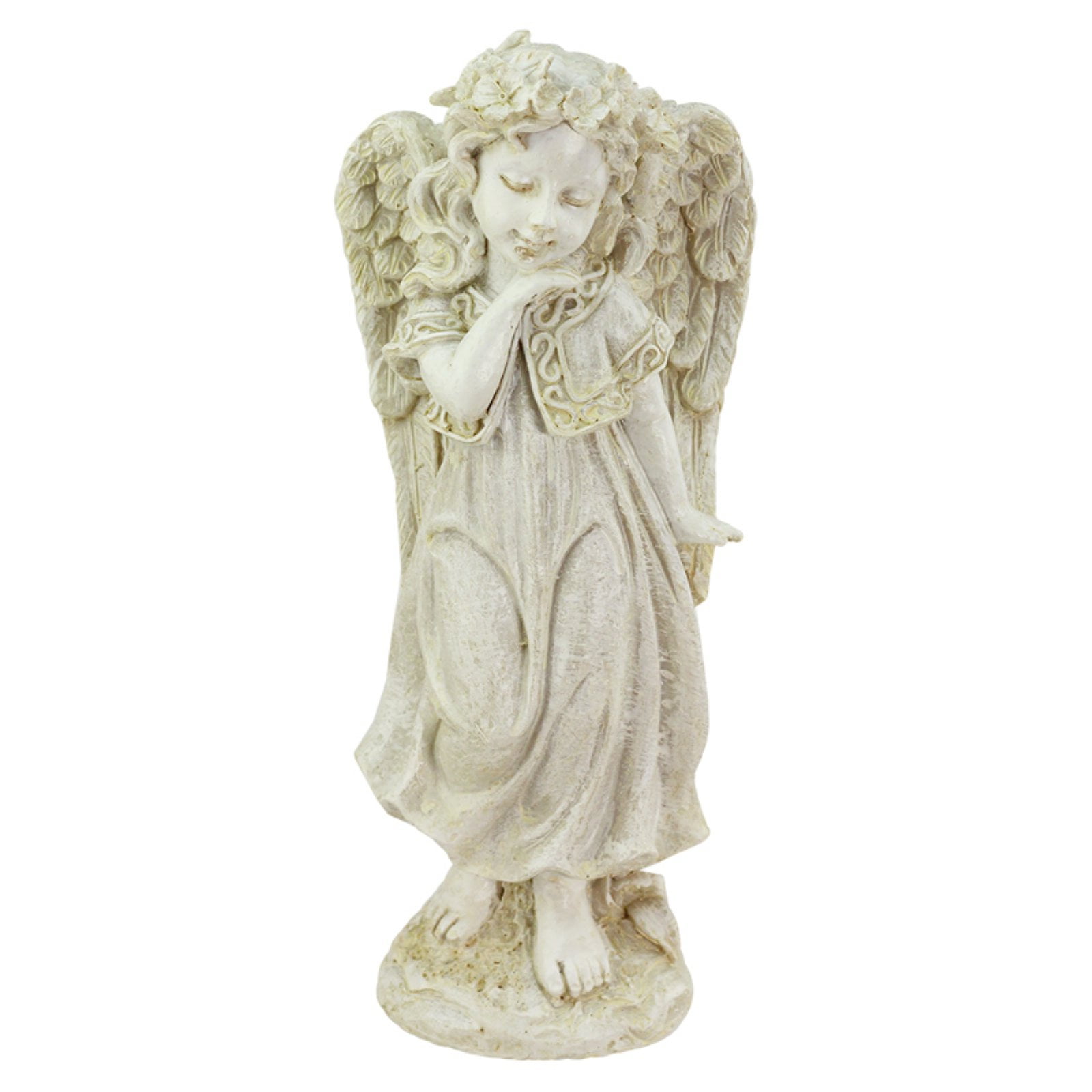 Northlight Heavenly Gardens Angel Girl with Floral Crown Outdoor Garden Statue by Northlight