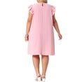 thumbnail image 2 of Vestidos de verano para mujer de tallas grandes Agnes Orinda, con mangas de murciélago, cuello redondo, casuales para la playa, midi, 4X, color rosa, 2 of 8