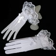 thumbnail image 2 of Ludlz Lace Mesh Bowknot Bride Full Finger Gloves Bridal Wedding Dress Accessories, 2 of 8