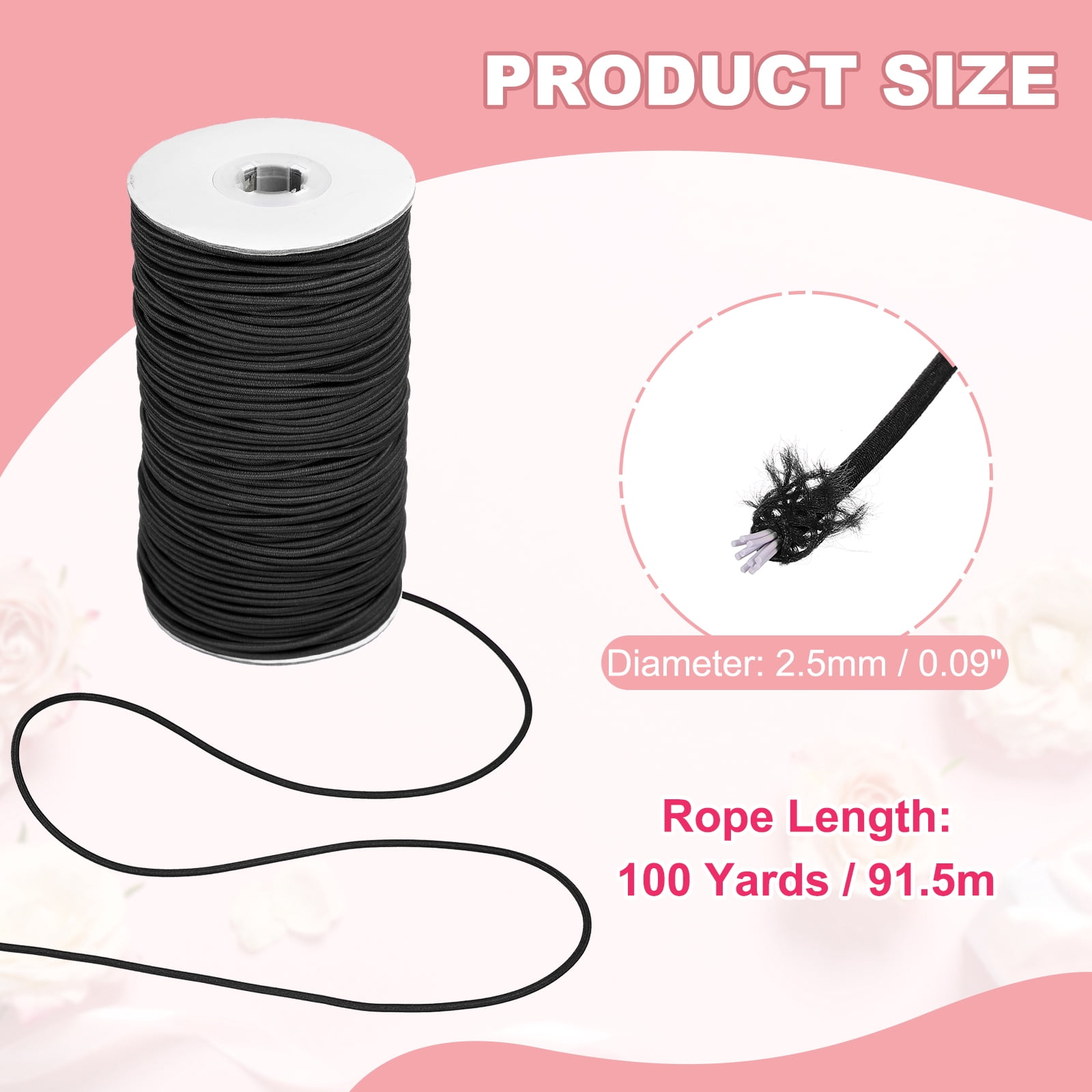 Uxcell Stretchy String for Bracelets, Elastic Crystal Thread Stretch Elastic Beading Cord 2.5mm & Black-Fitting For(Bracelets/Sewing/Beading/Necklace/Jewelry Making/Crafts DIY)