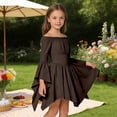 thumbnail image 6 of Ticikt Girl's Puff Sleeve Off Shoulder Ruffle Dress, Long Sleeve Flowy Layered Pirate Dress, 6 of 8
