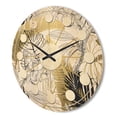 thumbnail image 3 of Designart 'Golden Tropical Leaves Pattern I' Mid-Century Modern Wood Wall Clock, 3 of 5