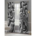 thumbnail image 4 of Abstract Distortion Texture Sheer Curtains 96 Inches Long 2 Panels Grey Black Line Fluid Art Light Filtering Semi Sheer Window Curtains Drapes for Bedroom Living Room 52"x96", 4 of 7