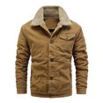 thumbnail image 2 of Hinvhai Men's Winter Jacket Sherpa Fleece Lined Cargo Coat Warm Thick Trucker Jacket with Multi Pockets Khaki 8(XL), 2 of 6