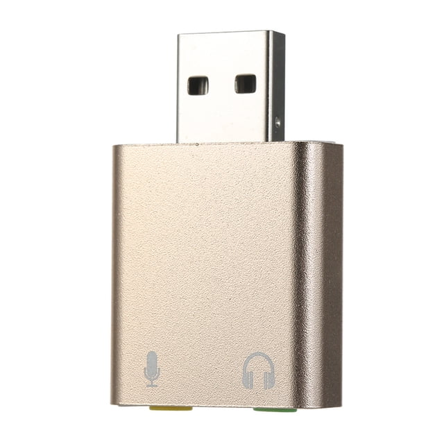 Graflsoa External USB Sound Adapter with 3.5mm Audio and Mic Jacks, Plug-and-Play for PC, Laptop, and Mac, Gold Finish, Compact Design, USB 2.0 Interface