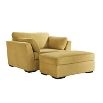 Roundhill Furniture Clareen Upholstered Chair-and-a-Half, Cutler Chair, Sunflower