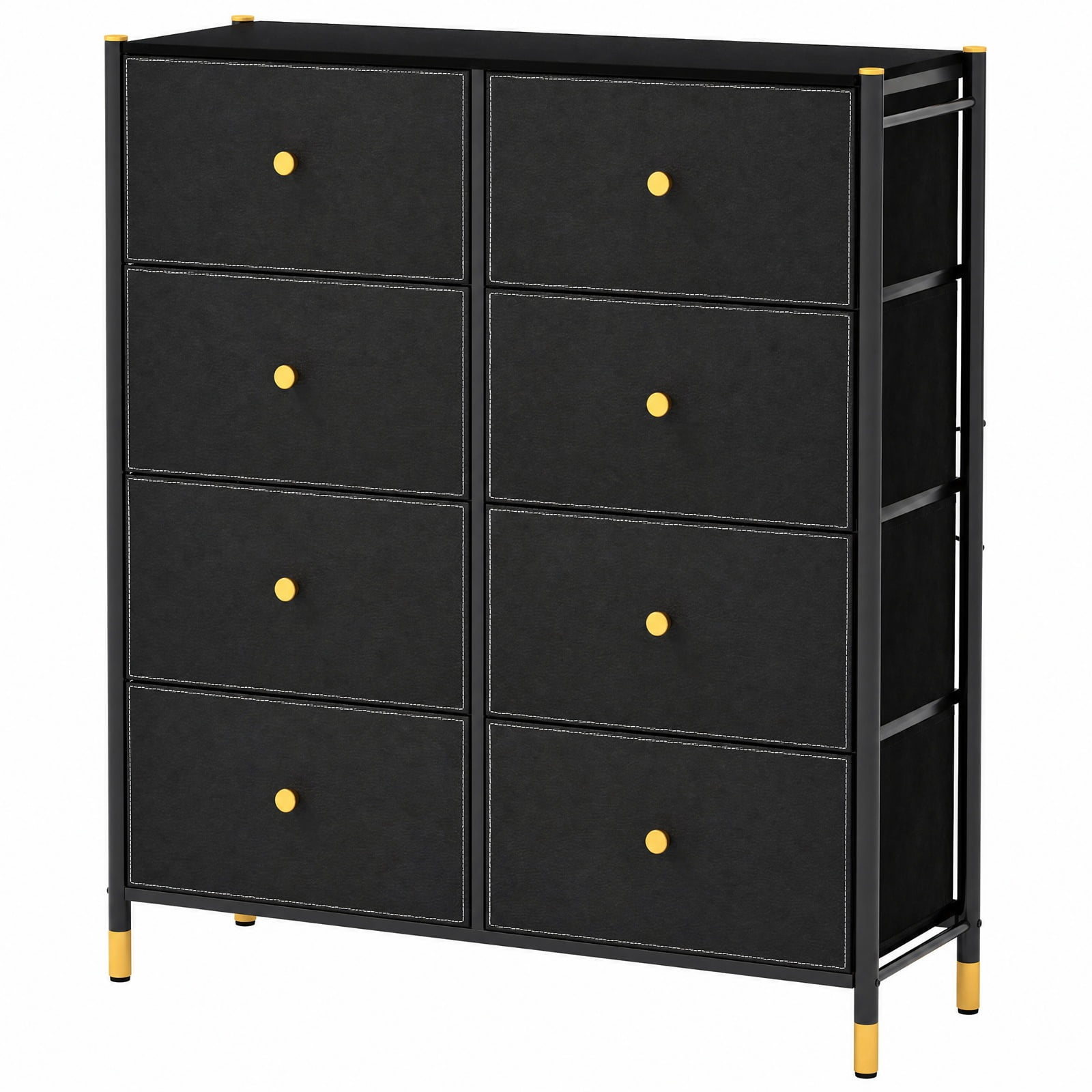 Furnibear Floor Dresser Storage Organizer with 5/6/8 Drawers with Fabric Bins and Metal Frame-8-Drawer for Bedroom Closet Living Room Nursery, Black