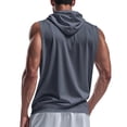 thumbnail image 5 of Men's Workout Hooded Tank Tops Gym Sleeveless Hoodies Quick Dry Bodybuilding Muscle Cut off T-Shirt Athletic Vest Dark Gray, 5 of 5