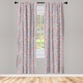 thumbnail image 3 of Ambesonne Floral Window Curtains, Spring Imagery Vintage, Each 28" W x 63" L, Cadet Blue Coral Cream, 3 of 3