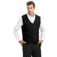 thumbnail image 3 of 5 Packs Unisex Waiter Uniform Vest Bartender Waitress Botton Workwear with Pockets for Men Women-Black-XL, 3 of 6