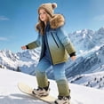 thumbnail image 2 of BXJX Girls Snowsuit 2 PC Sets, Hooded Waterproof Warm Outdoor Snow Jackets and Bib Pants Sets Dark Blue Size 1-2 T, 2 of 7