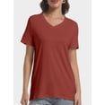 thumbnail image 5 of Women's V-Neck Short Sleeve T-Shirt - Slim Fit Stretchy Bodycon Top - Casual & Active Wear Basic Tee, 5 of 7