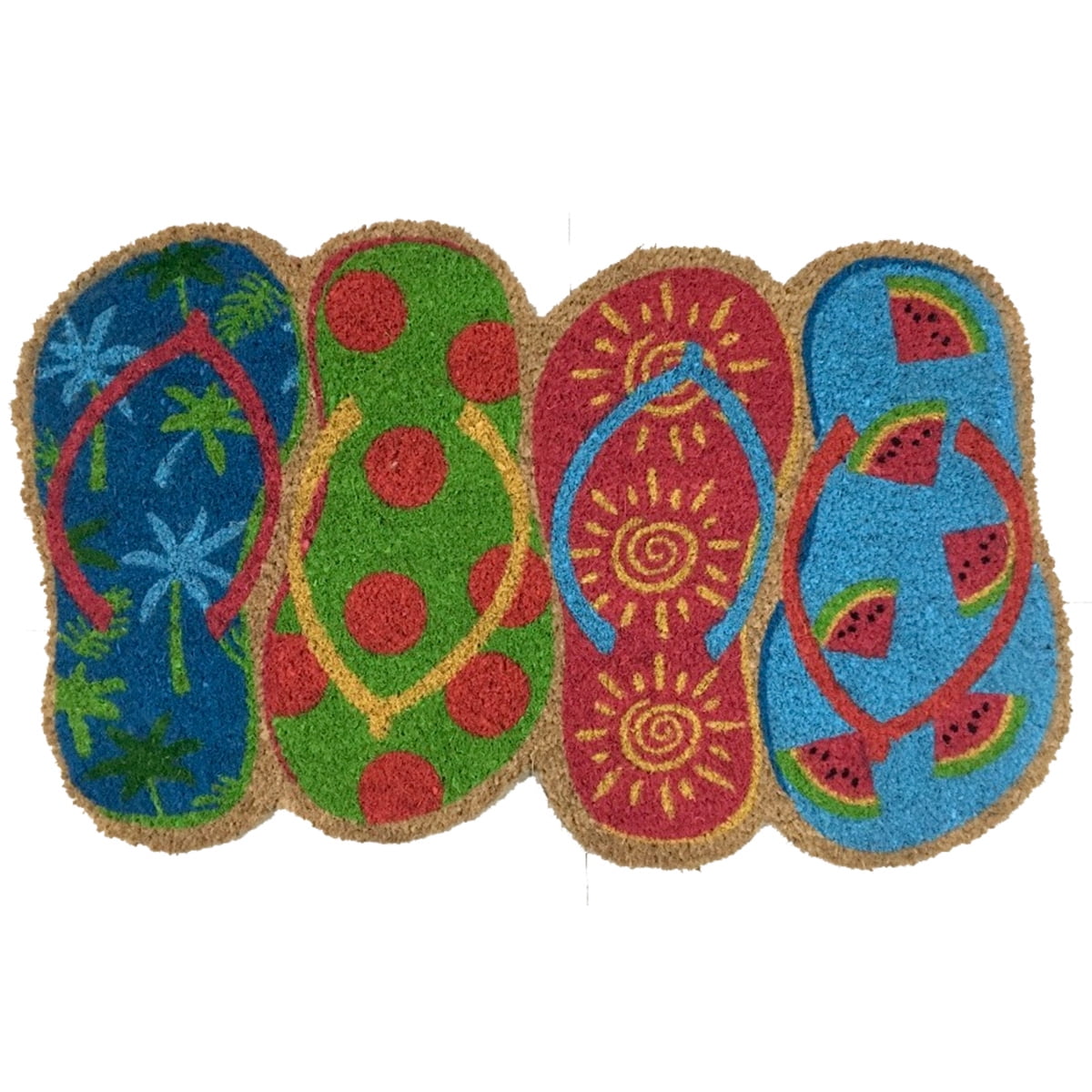 Flip Flops Summer Coir Doormat Nautical Natural Fiber Outdoor 18" x 30